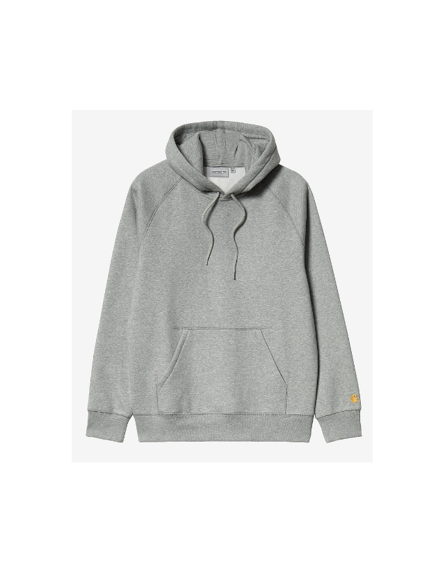 Carhartt Wip Hooded Chase Sweat - Grey Heather  / Gold - Men's Sweatshirt  - Cover Photo 1