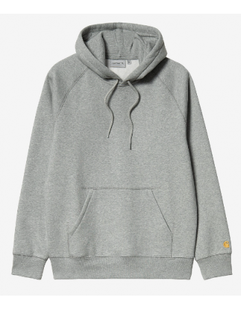 Carhartt WIP Hooded Chase Sweat - Grey Heather  / Gold - Men's Sweatshirt - Miniature Photo 1