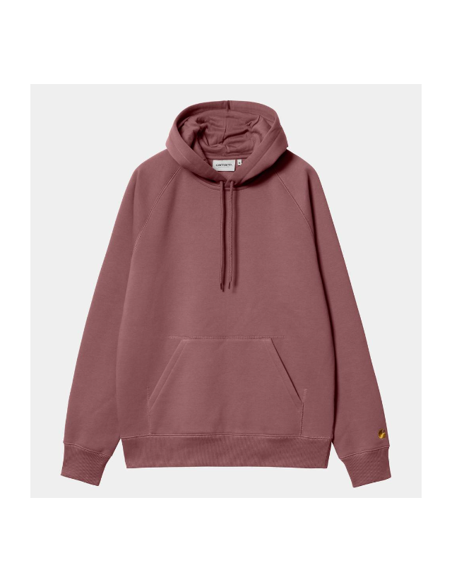 Carhartt Wip Hooded Chase Sweat - Dusty Fuchsia / Gold - Men's Sweatshirt  - Cover Photo 1