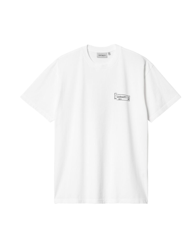 Carhartt Wip S/S Stamp T-Shirt - White / Black Stone Washed - T-Shirt Homme  - Cover Photo 2