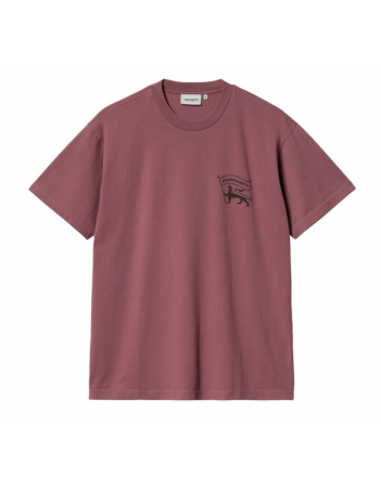 Carhartt WIP S/S Stamp T-shirt - Dusty Fuchsia / Black - T-Shirt Homme - Miniature Photo 2