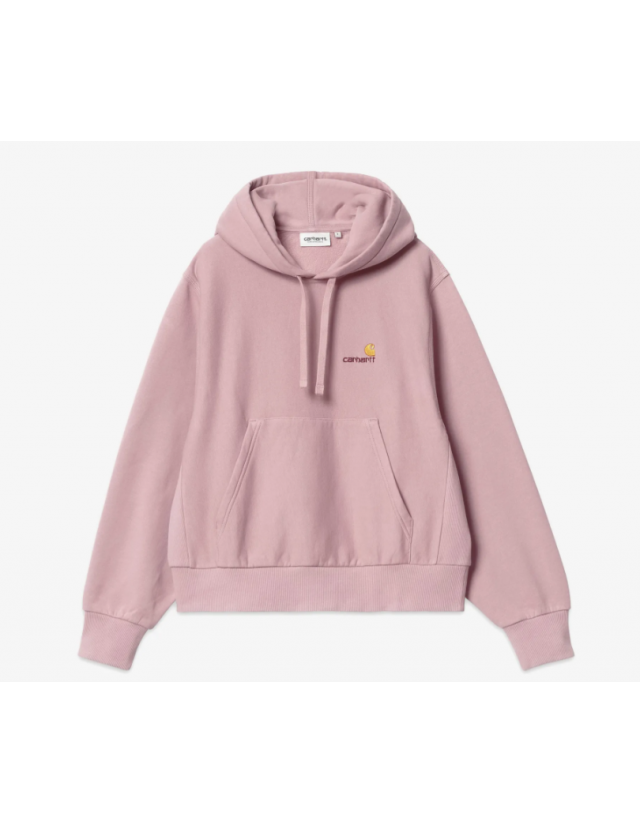 Carhartt Wip W' Hooded American Script - Glassy Pink - Women's Sweatshirt  - Cover Photo 1