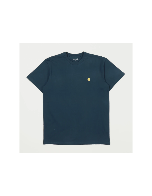 Carhartt Wip Chase T-Shirt - Duck Blue / Gold - Men's T-Shirt  - Cover Photo 1