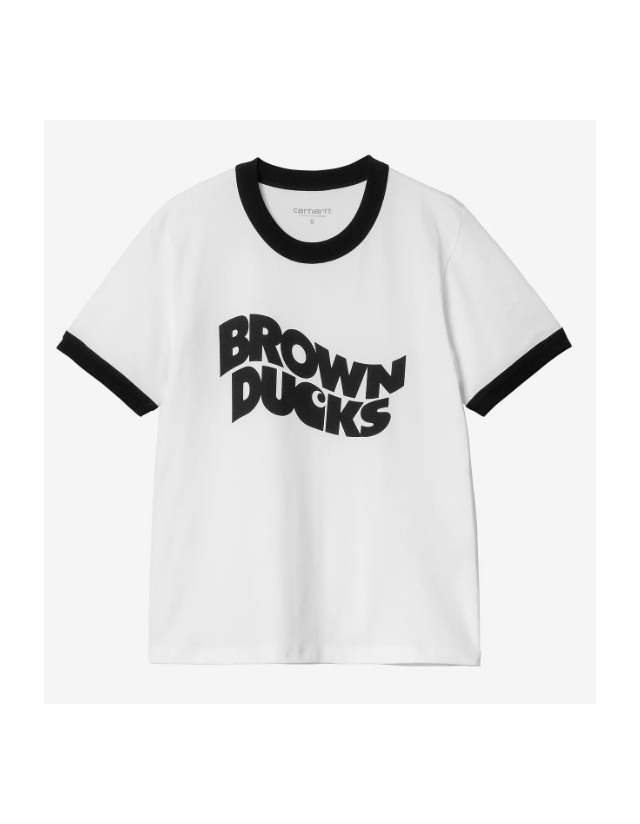 Carhartt Wip T-Shirt W' Brown Ducks Ringer - White / Black - T-Shirt Femme  - Cover Photo 1