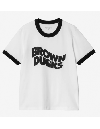 Carhartt WIP T-shirt W' Brown Ducks Ringer - White / Black - T-Shirt Femme - Miniature Photo 1