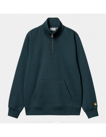 Carhartt WIP Chase Neck Zip Sweat - Duck Blue / Gold - Sweat Homme - Miniature Photo 1