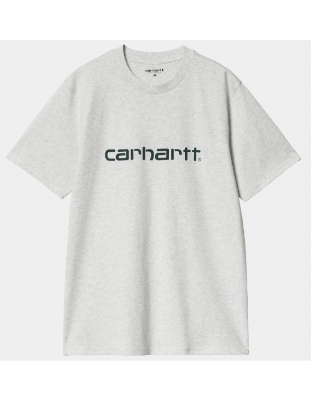 Carhartt Wip Script T-Shirt - Ash Heather / Duck Blue - T-Shirt Homme  - Cover Photo 1