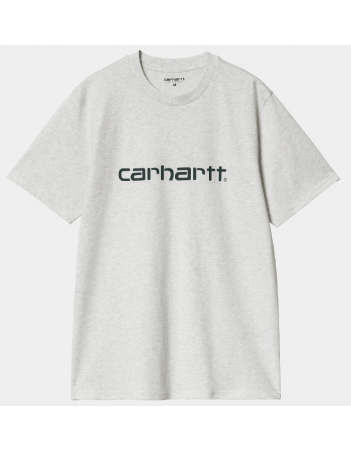 Carhartt WIP Script T-shirt - Ash Heather / Duck Blue - T-Shirt Homme - Miniature Photo 1