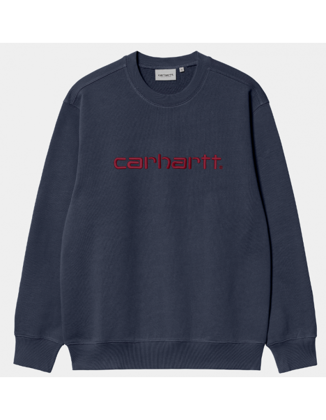 Carhartt Wip Carhartt Sweat - Air Force Blue / Malbec - Men's Sweatshirt  - Cover Photo 1