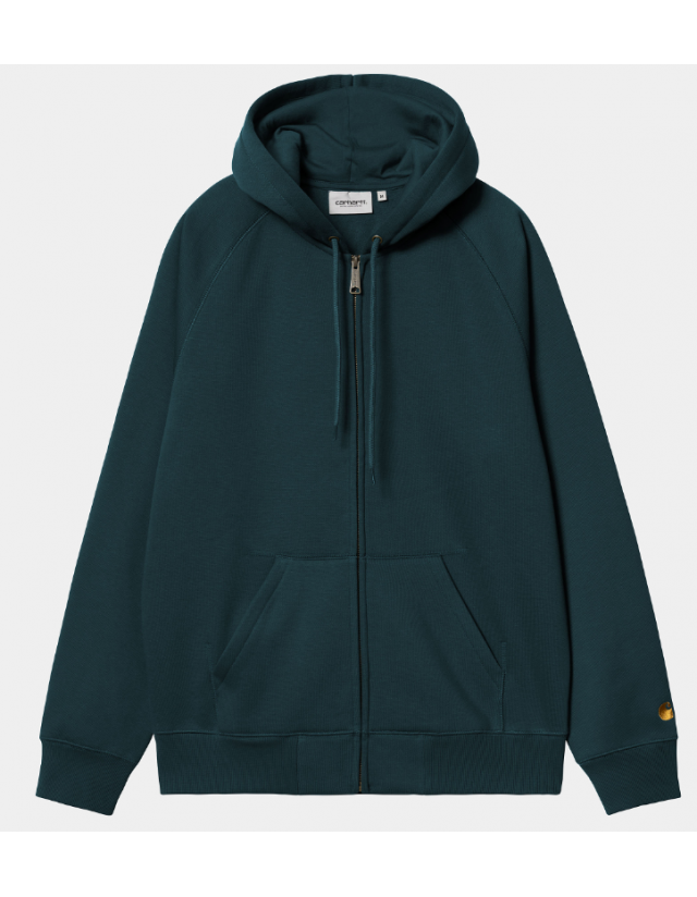 Carhartt Wip Hooded Chase Jacket - Duck Blue / Gold - Sweat Homme  - Cover Photo 1