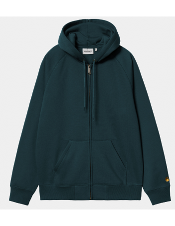 Carhartt WIP Hooded Chase Jacket - Duck Blue / Gold - Men's Sweatshirt - Miniature Photo 1