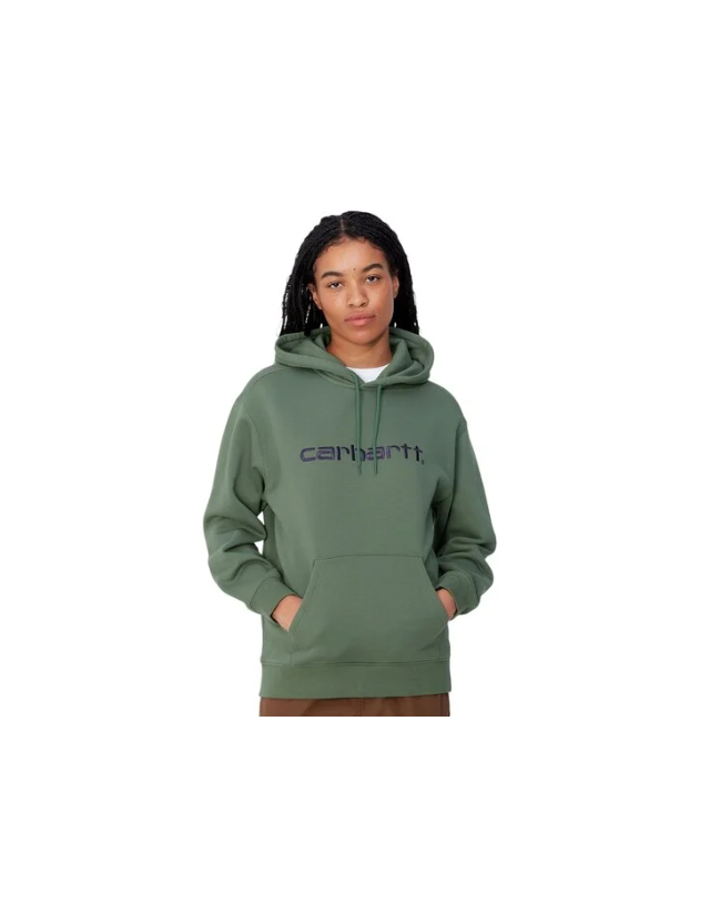 Carhartt Wip W' Hd Carhartt Sweat - Duck Green / Aura - Women's Sweatshirt  - Cover Photo 1