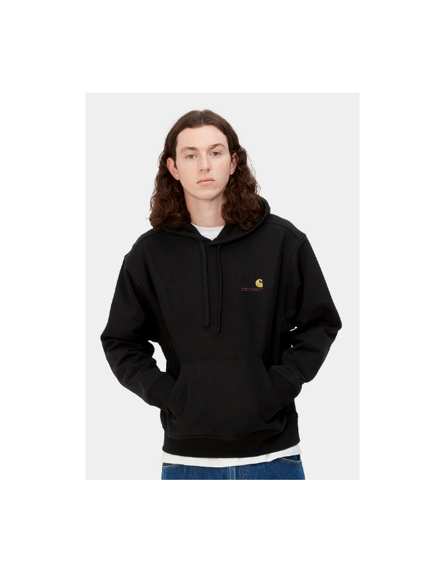 Carhartt Wip Hooded American Script Sweat - Black - Herren Sweatshirt  - Cover Photo 4