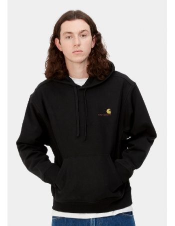 Carhartt WIP Hooded American Script Sweat - Black - Men's Sweatshirt - Miniature Photo 4