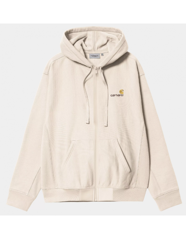 Carhartt Wip Hooded American Script Jacket - Moonbeam - Men's Sweatshirt  - Cover Photo 2