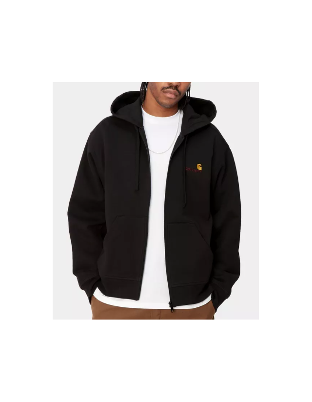 Carhartt Wip Hooded American Script Jacket - Black - Herren Sweatshirt  - Cover Photo 1