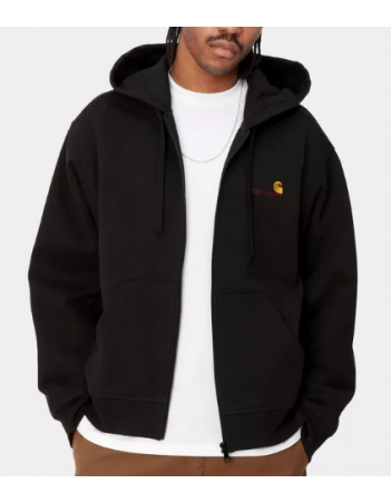 Carhartt WIP Hooded american script jacket - Black - Men's Sweatshirt - Miniature Photo 1