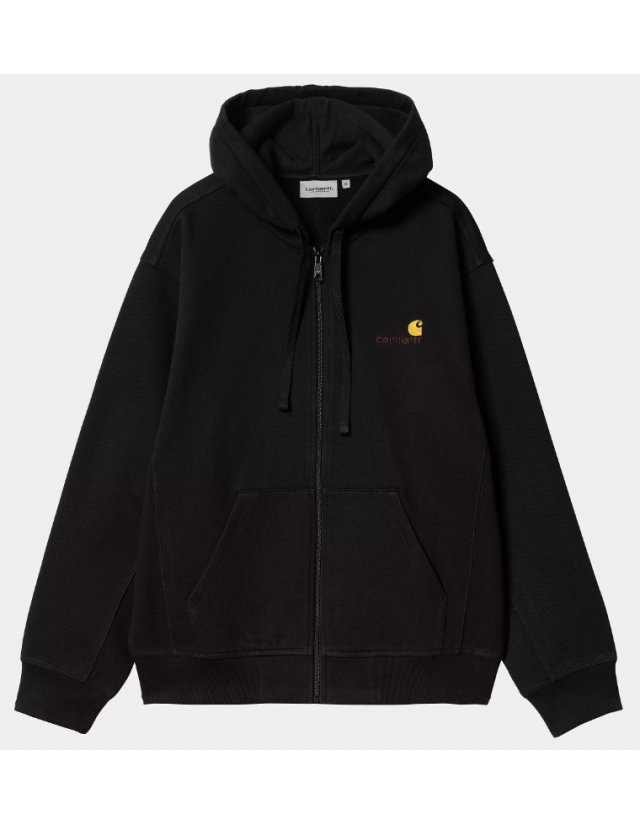 Carhartt Wip Hooded American Script Jacket - Black - Men's Sweatshirt  - Cover Photo 2