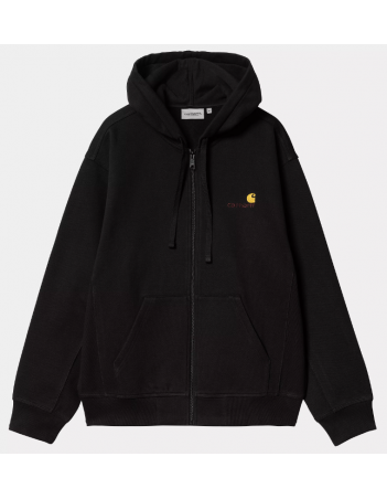 Carhartt WIP Hooded american script jacket - Black - Herren Sweatshirt - Miniature Photo 2