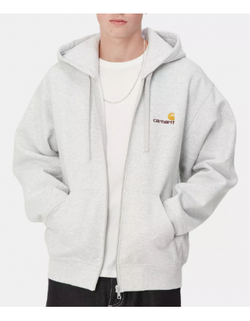 Carhartt WIP Hooded american script jacket - Ash Heather - Men's Sweatshirt - Miniature Photo 1