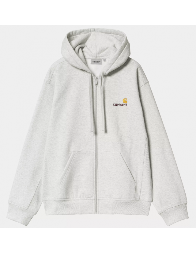 Carhartt Wip Hooded American Script Jacket - Ash Heather - Men's Sweatshirt  - Cover Photo 2