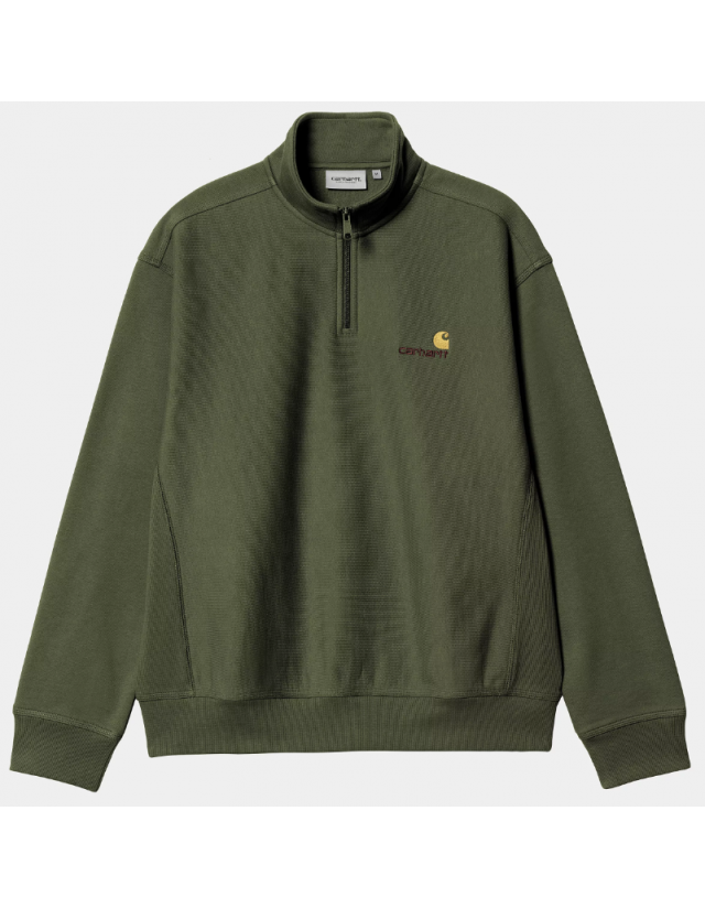 Carhartt Wip Half Zip American Script - Tarragon - Men's Sweatshirt  - Cover Photo 1