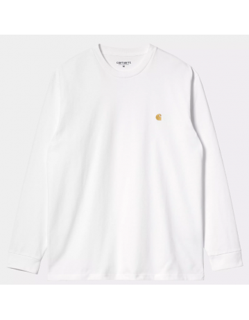 Carhartt Wip L/S Chase T-Shirt - White / Gold - Product Photo 1