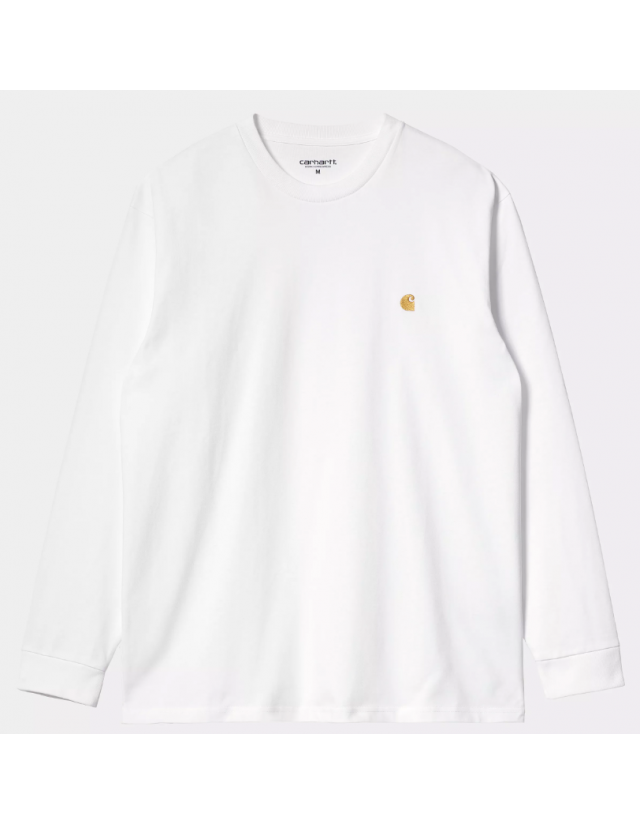 Carhartt Wip L/S Chase T-Shirt - White / Gold - Men's T-Shirt  - Cover Photo 1