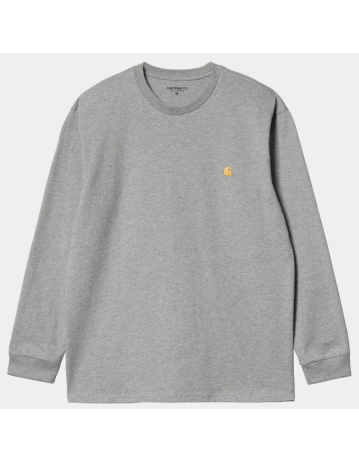 Carhartt Wip L/S Chase T-Shirt - Grey Heather / Gold - Product Photo 1