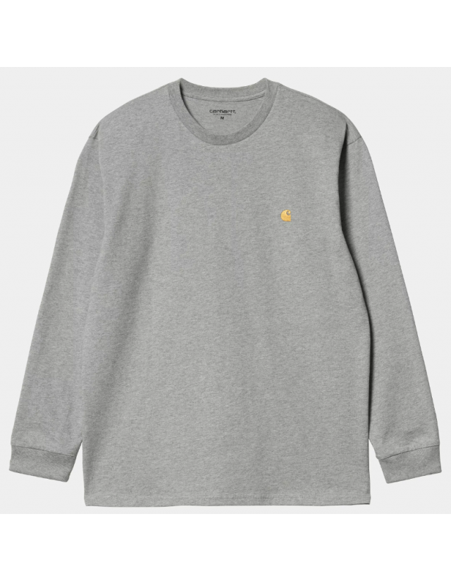 Carhartt Wip L/S Chase T-Shirt - Grey Heather / Gold - Home  - Cover Photo 1