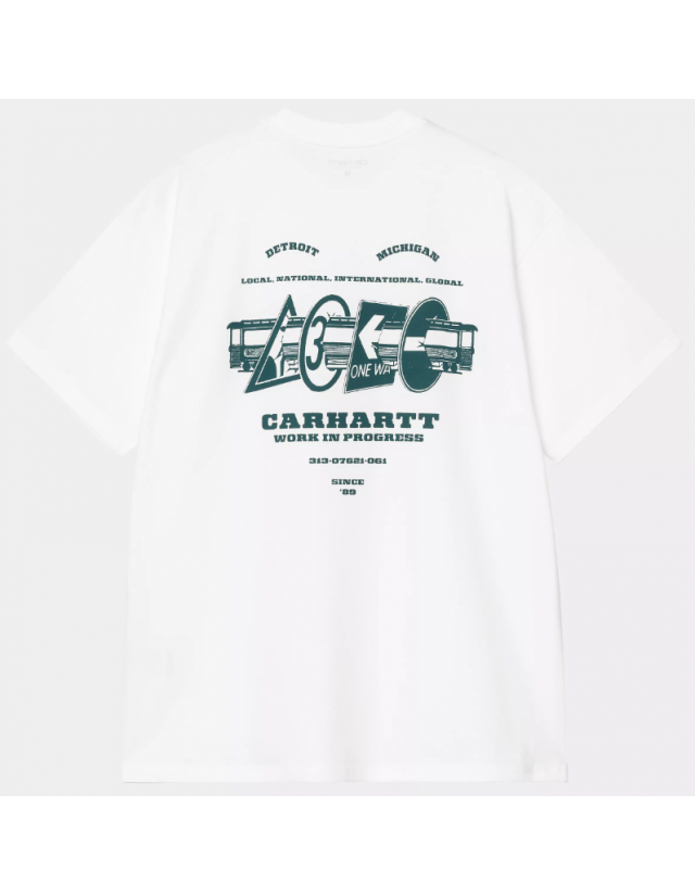 Carhartt Wip Runaway T-Shirt - White / Malachite - Men's T-Shirt  - Cover Photo 2