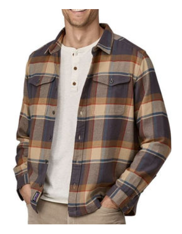 Patagonia Fjord Flannel Shirt - Sunrise Ridge : Forge Grey - Product Photo 1