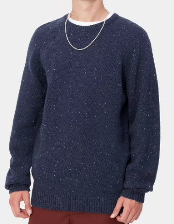 Carhartt Wip Anglistic Sweater - Speckled Air Force Blue - Product Photo 1