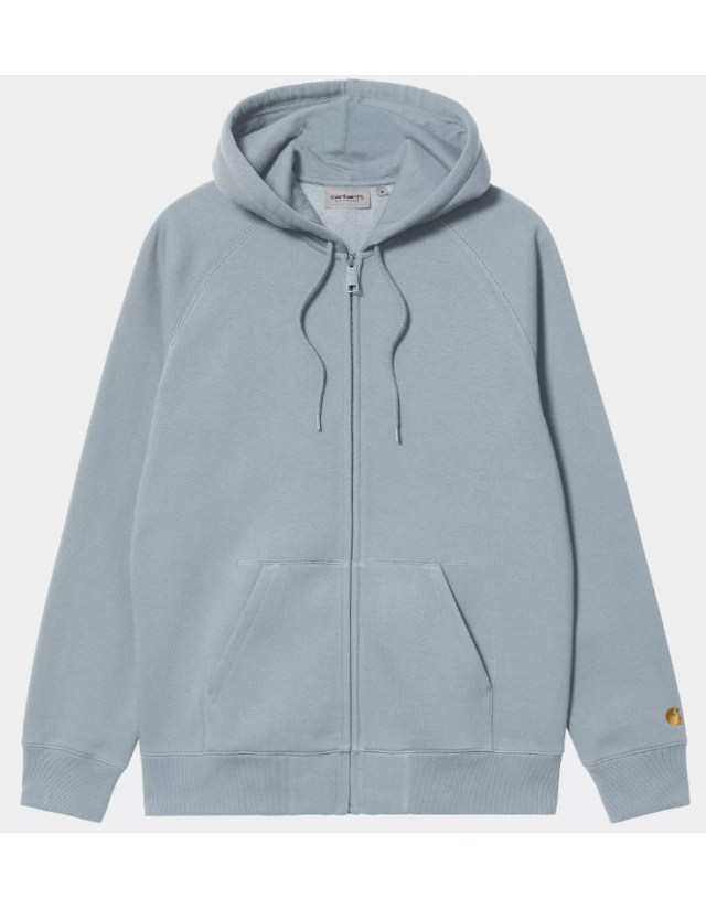 Carhartt Wip Hooded Chase Jacket - Frosted Blue / Gold - Men's Sweatshirt  - Cover Photo 2