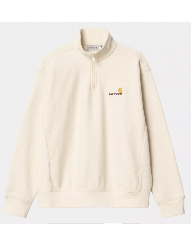 Carhartt Wip Half Zip American Script Sweat - Natural - Men's Sweatshirt  - Cover Photo 1