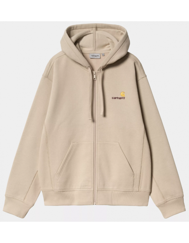 Carhartt Wip Hooded American Script Jacket - Fleur De Sel - Men's Sweatshirt  - Cover Photo 1