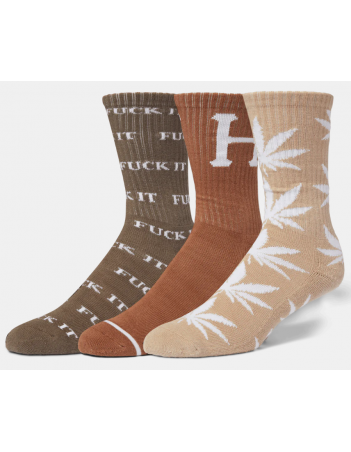 HUF Variety 3 pack sock - brown - Socks - Miniature Photo 1