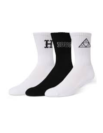 HUF Core 3 pack crew socks - Black / white - Socks - Miniature Photo 1