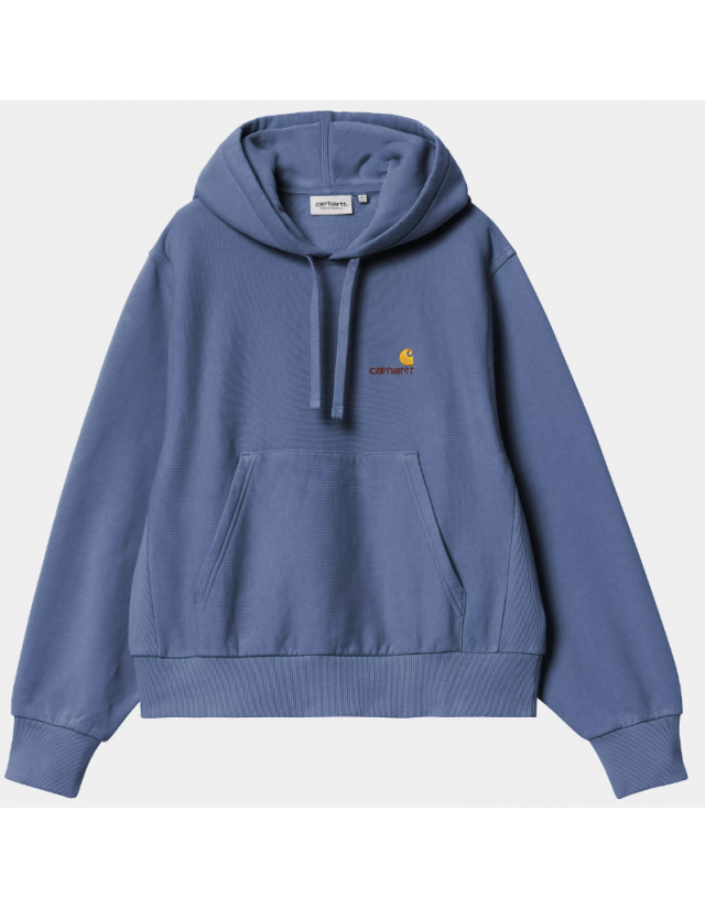 Carhartt Wip W' Hooded American Script Sweat - Blue Iris - Women's Sweatshirt  - Cover Photo 1