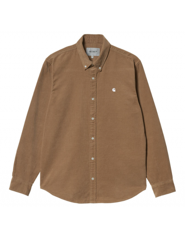 Carhartt Wip L/S Madison Fine Cord - Leather / Wax - Chemise Homme  - Cover Photo 1