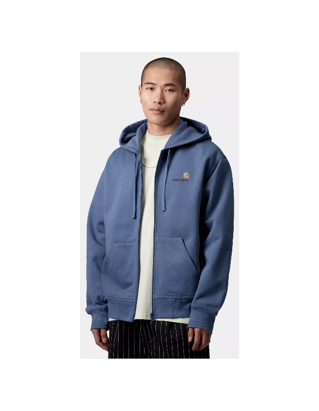 Carhartt Wip Hooded American Script Jacket - Blue Iris - Sweat Homme  - Cover Photo 1