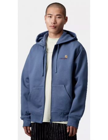 Carhartt WIP Hooded american script jacket - Blue iris - Sweat Homme - Miniature Photo 1