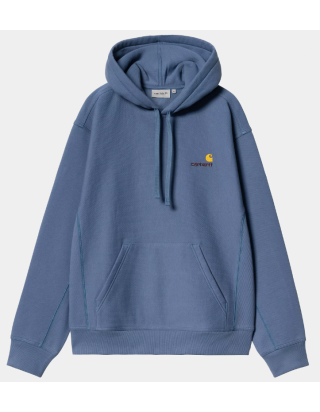 Carhartt Wip Hooded American Script Sweat - Blue Iris - Herren Sweatshirt  - Cover Photo 1