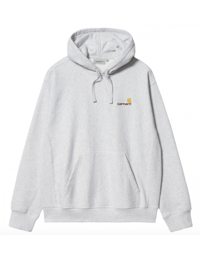 Carhartt Wip Hooded American Script Sweat - Ash Heather - Men's Sweatshirt  - Cover Photo 1