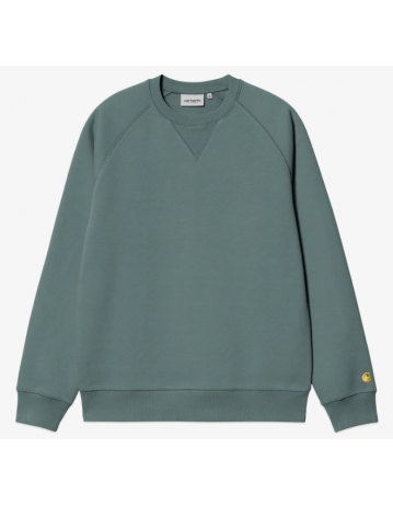 Carhartt Wip Chase Sweat - Silver Pine / Gold - Product Photo 1