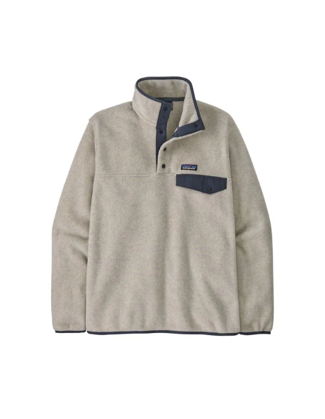 Patagonia Lw Synch Snap-T Pullover - Oatmeal / Smolder Blue - Men's Sweatshirt  - Cover Photo 1