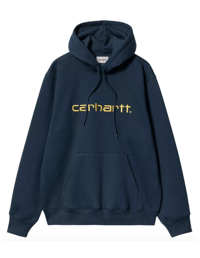 Carhartt Wip Hooded Carhartt Sweat - Ink / Air Yellow - Men's Sweatshirt  - Cover Photo 1