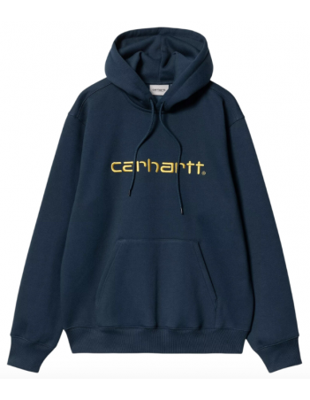 Carhartt WIP Hooded Carhartt Sweat - Ink / Air Yellow - Men's Sweatshirt - Miniature Photo 1