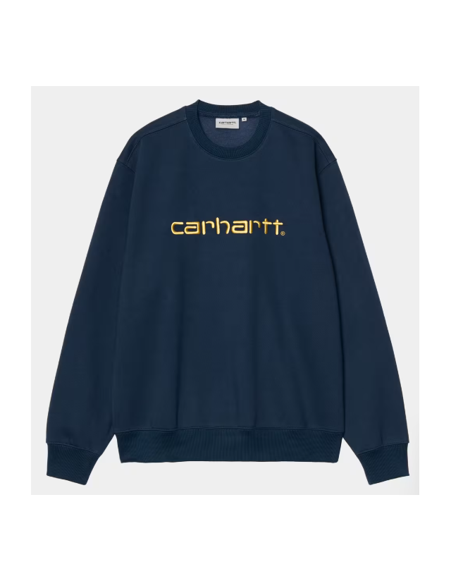 Carhartt Wip Carhartt Sweat - Ink / Air Yellow - Men's Sweatshirt  - Cover Photo 1