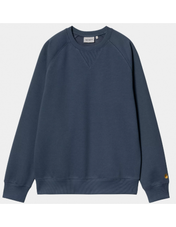 Carhartt Wip Chase Sweat - Dusky Blue / Gold - Product Photo 1